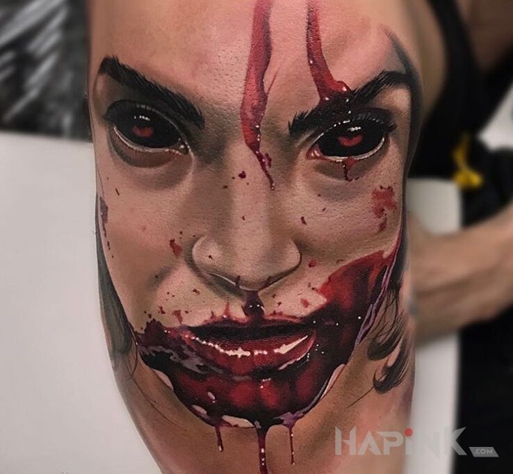 Tattoo Demon in 3D motif on the upper arm