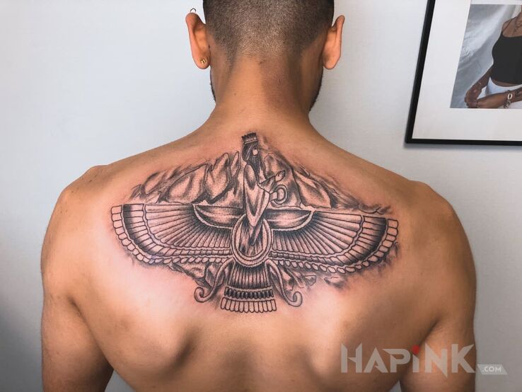 Tattoo Sumarium tattoo in Indian motif and graphic / illustrative style on the back