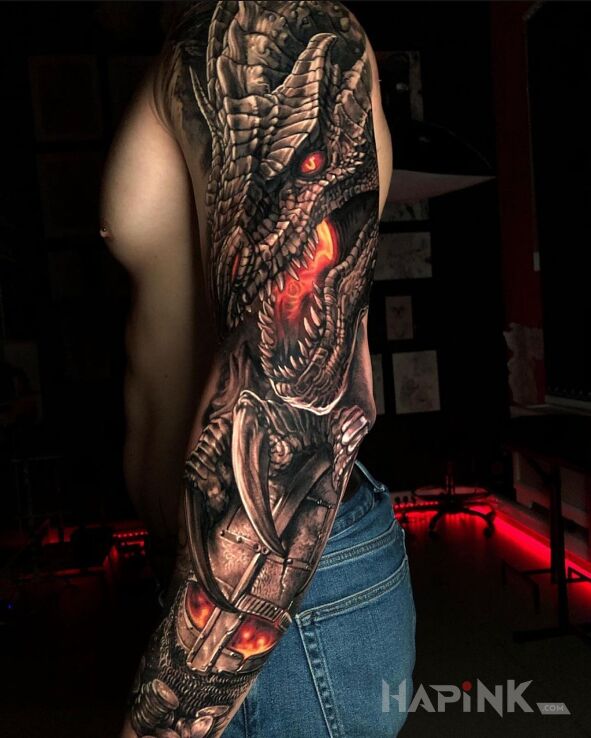 Tattoo Rycerz przegrał in 3D motif and realistic style on the upper arm