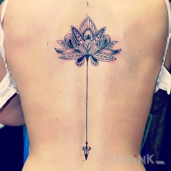 Tattoo Lotus flower in flowers motif on the back