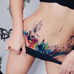 Tattoo Rubber Duck intimate motif: other style: Watercolor