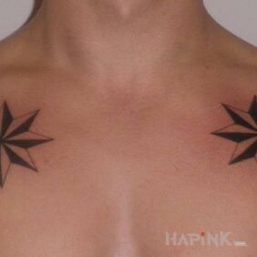 Tattoo Stars on the chest motif: black and gray style: graphic / illustrative