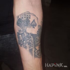 Tattoo Poker chips On the arm motif: objects style: realistic
