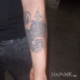 Tattoo Diamond crown on the forearm motif: objects style: realistic