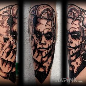 Tattoo Joker The first knit:) on the leg motif: faces