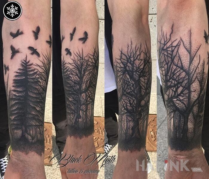 Tattoo #1 Mroczny Las in animals motif on the forearm