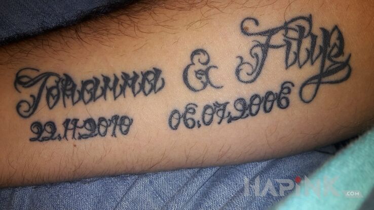 Tattoo Lia stryp pismo? in lettering motif on the forearm