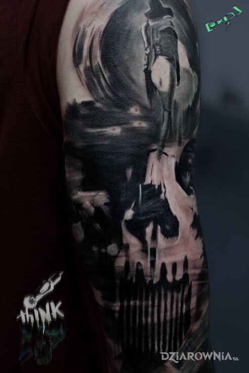 Tatuaż no title w motywie czarno-szare i stylu surrealistyczne na ręce