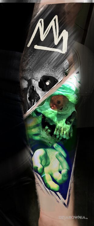 Wzór skull green 2 - trash polka