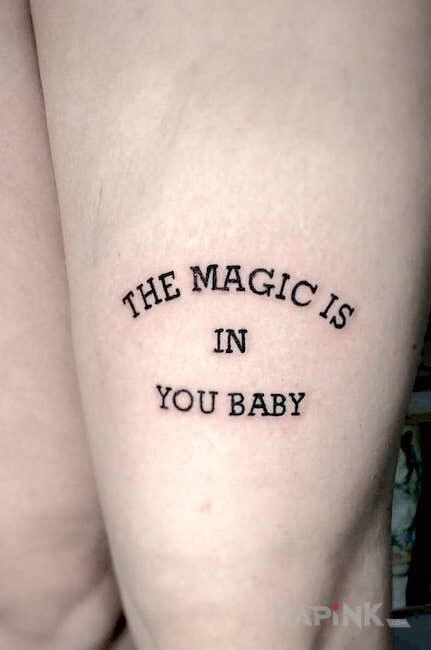 Tattoo Magia jest w tobie in lettering motif On the arm