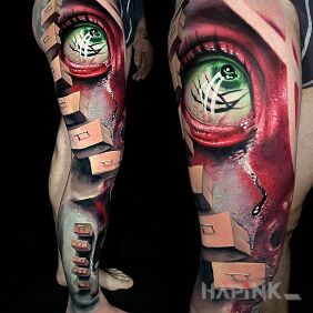 Tattoo The drawer doesn't smell like a drawer on the calf motif: legsleeves style: realistic
