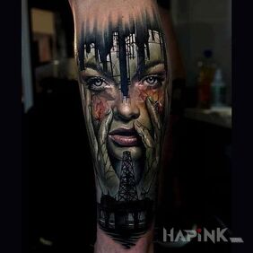 Tattoo Mother nature in trouble on the forearm motif: faces