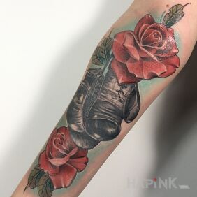 Tattoo Boxing On the arm motif: colorful style: realistic