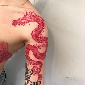 Tattoo Dragon On the arm motif: colorful style: graphic / illustrative