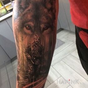 Tattoo Soldiers of the Damned "Tarzan" on the forearm motif: patriotic