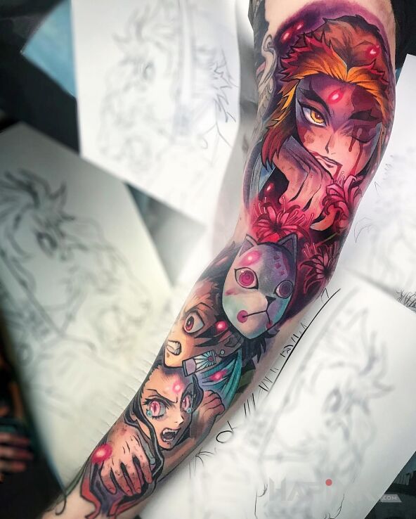 Tattoo Chińskie bajki i te sprawy in sleeves motif and graphic / illustrative style on the forearm