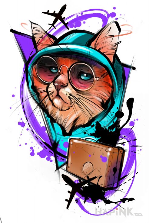 Designs kot  podróże  wakacje - Watercolor