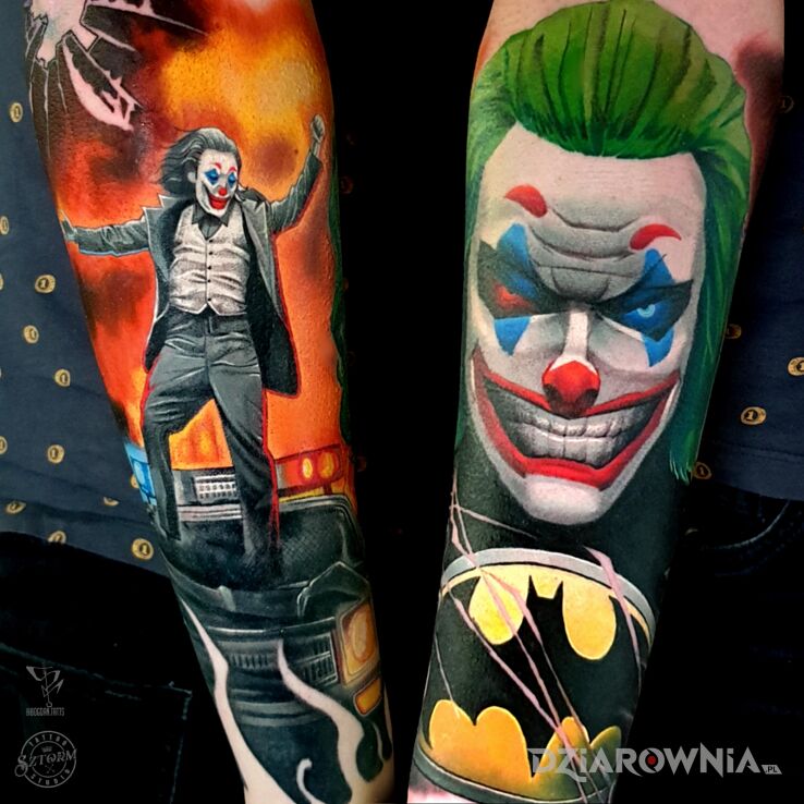 Tatuaż joker w interpretacji bogdana w motywie sławnych osób i stylu neotradycyjne na ręce