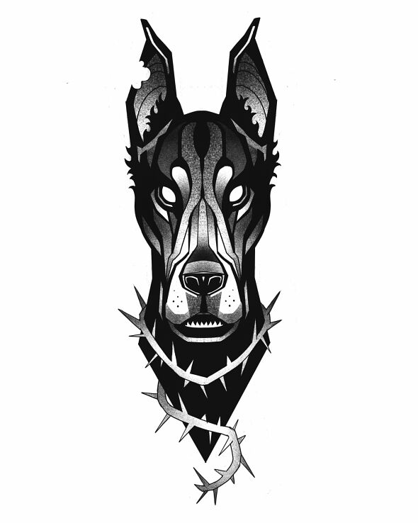 Wzór pies  dobreman - graficzne / ilustracyjne