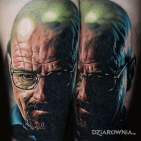 Tatuaż Walter White na przedramieniu motyw: kolorowe styl: realistyczne
