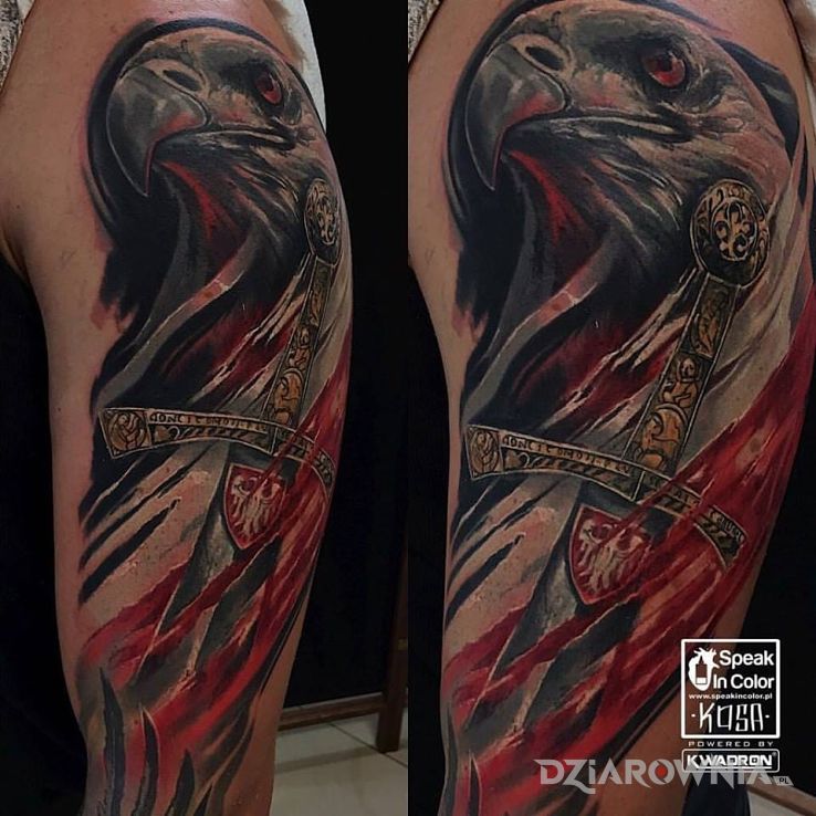 Tatuaż patriotyczny orzeł w motywie zwierzęta na ramieniu