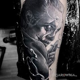 Tatuaż Joker na ręce motyw: twarze styl: realistyczne