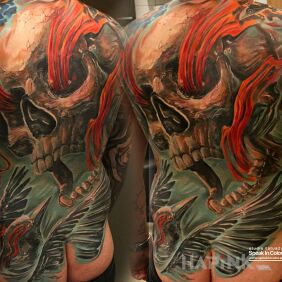 Tattoo Big skull on the buttocks motif: animals
