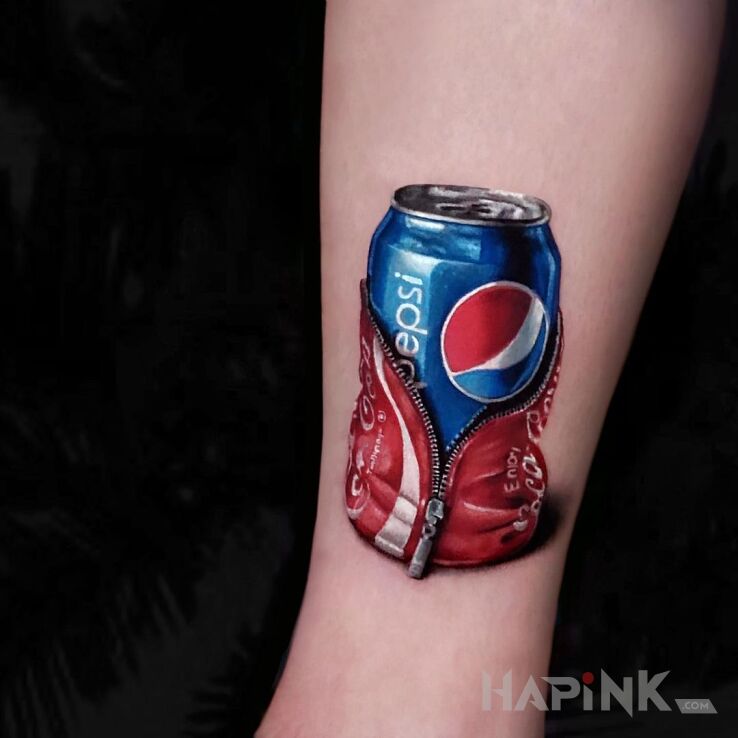 Tattoo Przebieraniec? in objects motif and realistic style On the arm