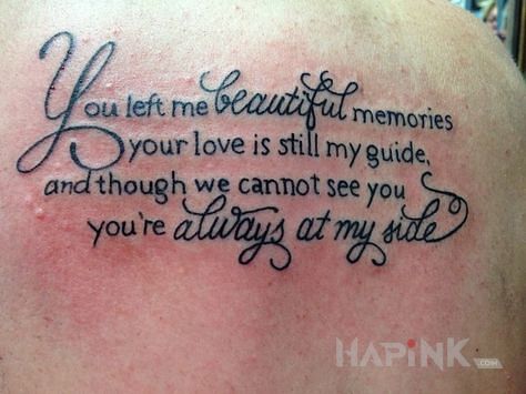 Tattoo Miłe słowa in lettering motif and calligraphy style on the shoulder blades