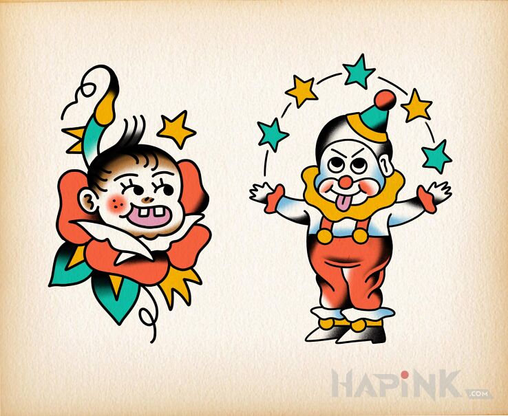 Designs clown  róża - oldschool