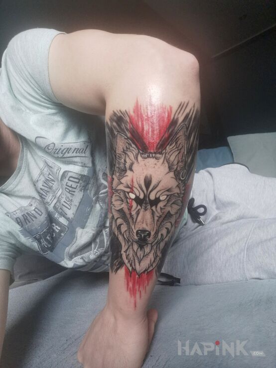 Tattoo Wilk - symbolika in colorful motif and graphic / illustrative style on the forearm