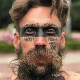 Tatuaż Baddest hombre na twarzy motyw: śmieszne styl: blackwork / blackout