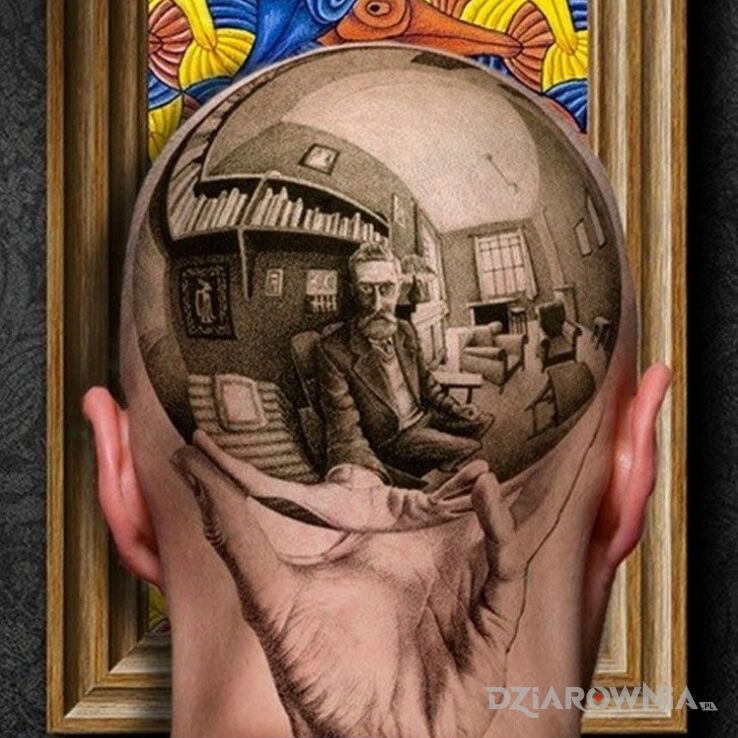 Tatuaż 3D mówi ci to coś? w motywie czarno-szare i stylu realistyczne na głowie