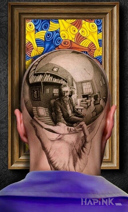 Tattoo 3D mówi ci to coś? in characters motif and optical illusion style on the head