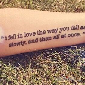 Tattoo What falling in love looks like On the arm motif: lettering
