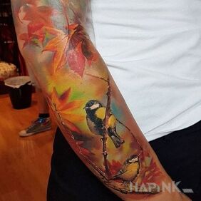 Tattoo Autumn on the forearm motif: animals style: realistic