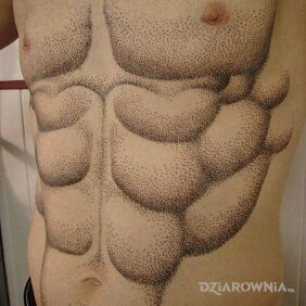 Tatuaż Trening mięśni brzucha na żebrach motyw: czarno-szare styl: dotwork