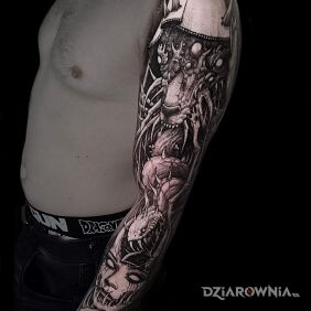 Tatuaż Demoniczne nasienie na ręce motyw: zwierzęta styl: graficzne / ilustracyjne