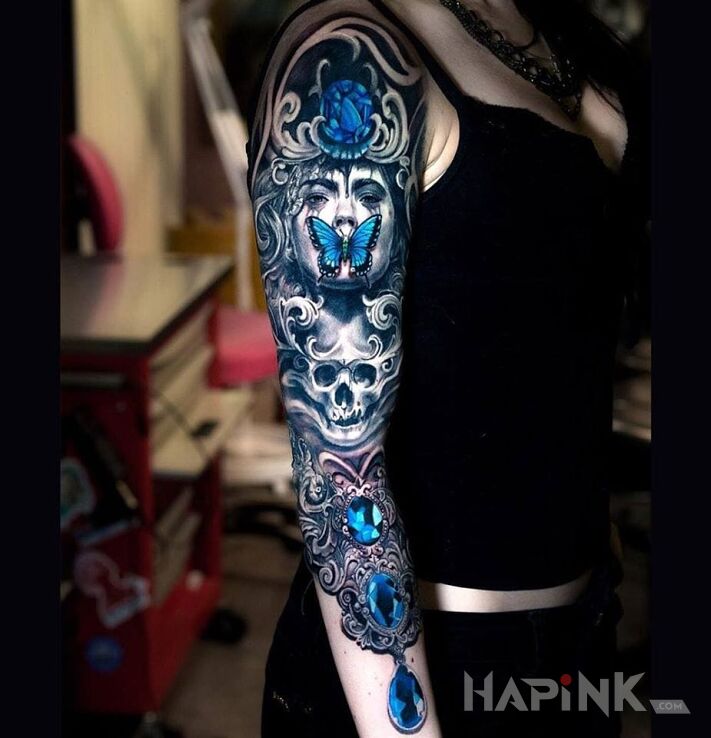 Tattoo Niebieski rękaw in sleeves motif on the forearm