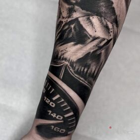 Tattoo Road On the arm motif: other style: realistic