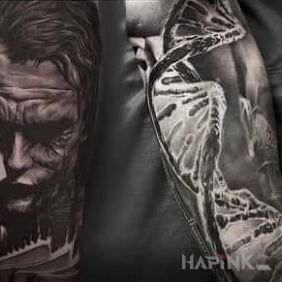 Tattoo Sleeve fragments On the arm motif: 3D style: realistic