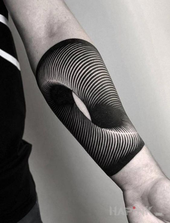 Tattoo Małe zagięcie percepcji in other motif and optical illusion style On the arm