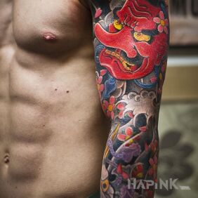 Tattoo Sleeve in Japanese convention on the forearm motif: sleeves style: japanese / irezumi