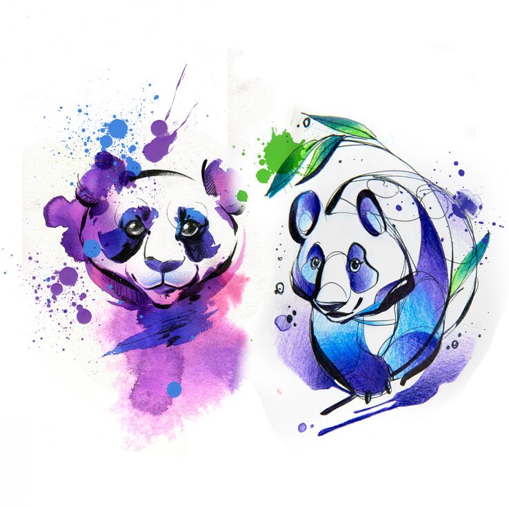 Wzór panda - watercolor