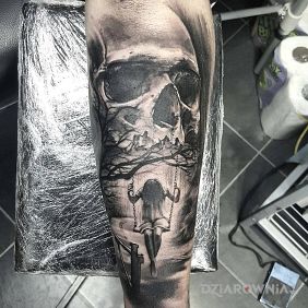 Tatuaż Śmierć na przedramieniu motyw: 3D