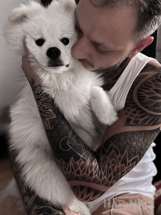 Tattoo The Best friends in mandalas motif and geometric style On the arm