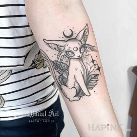 Tattoo Pokemon / Espeon on the forearm motif: animals style: graphic / illustrative