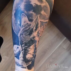 Tattoo Humility On the arm motif: black and gray style: realistic