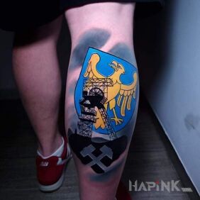 Tattoo Upper Silesia on the calf motif: other style: graphic / illustrative