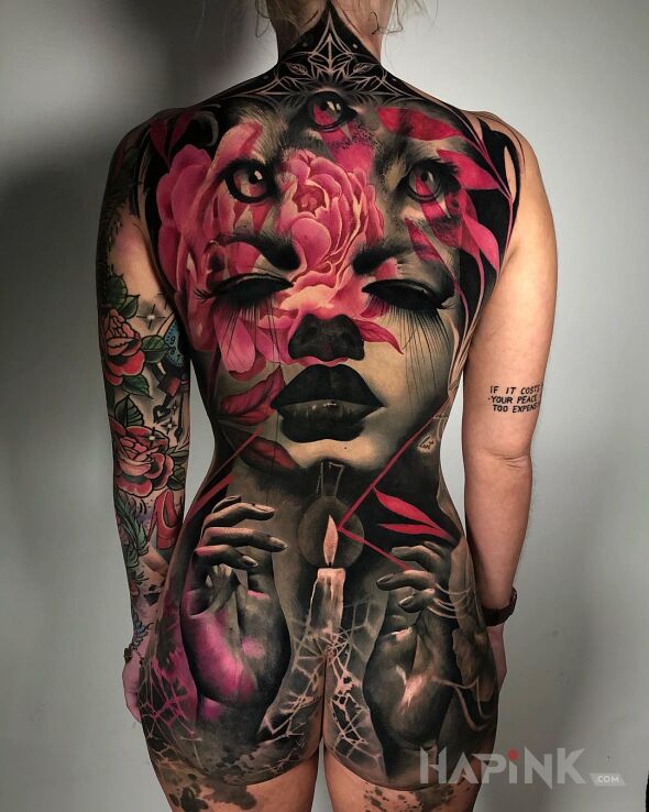 Tattoo Dłonie przy świecy in objects motif and surrealistic style on the elbow